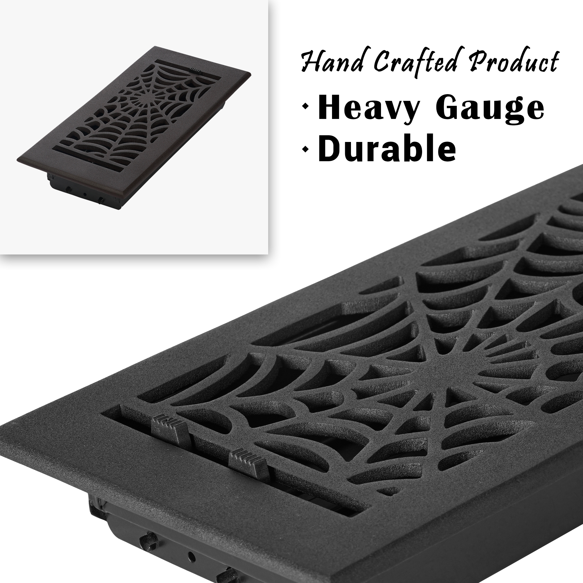 PACK of 10 Spooky Gothic 4"x10" Walkable FLOOR Solid Cast Aluminum Air Supply louvered Powder Coated