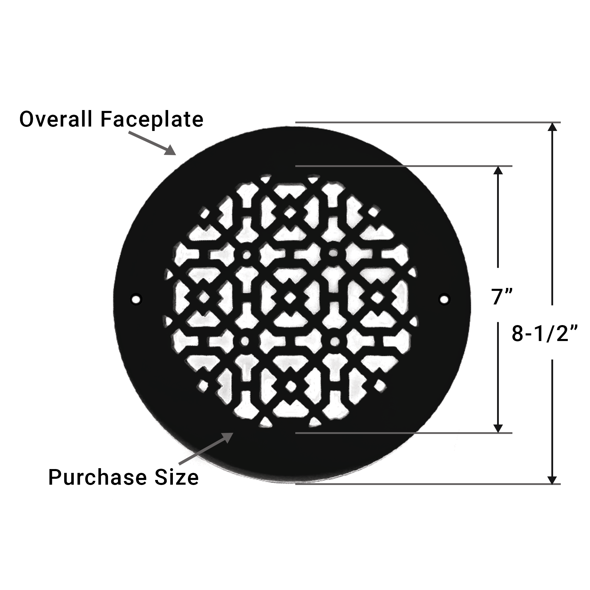 Achtek 7" Solid Cast Aluminum Round Grille | Powder Coated