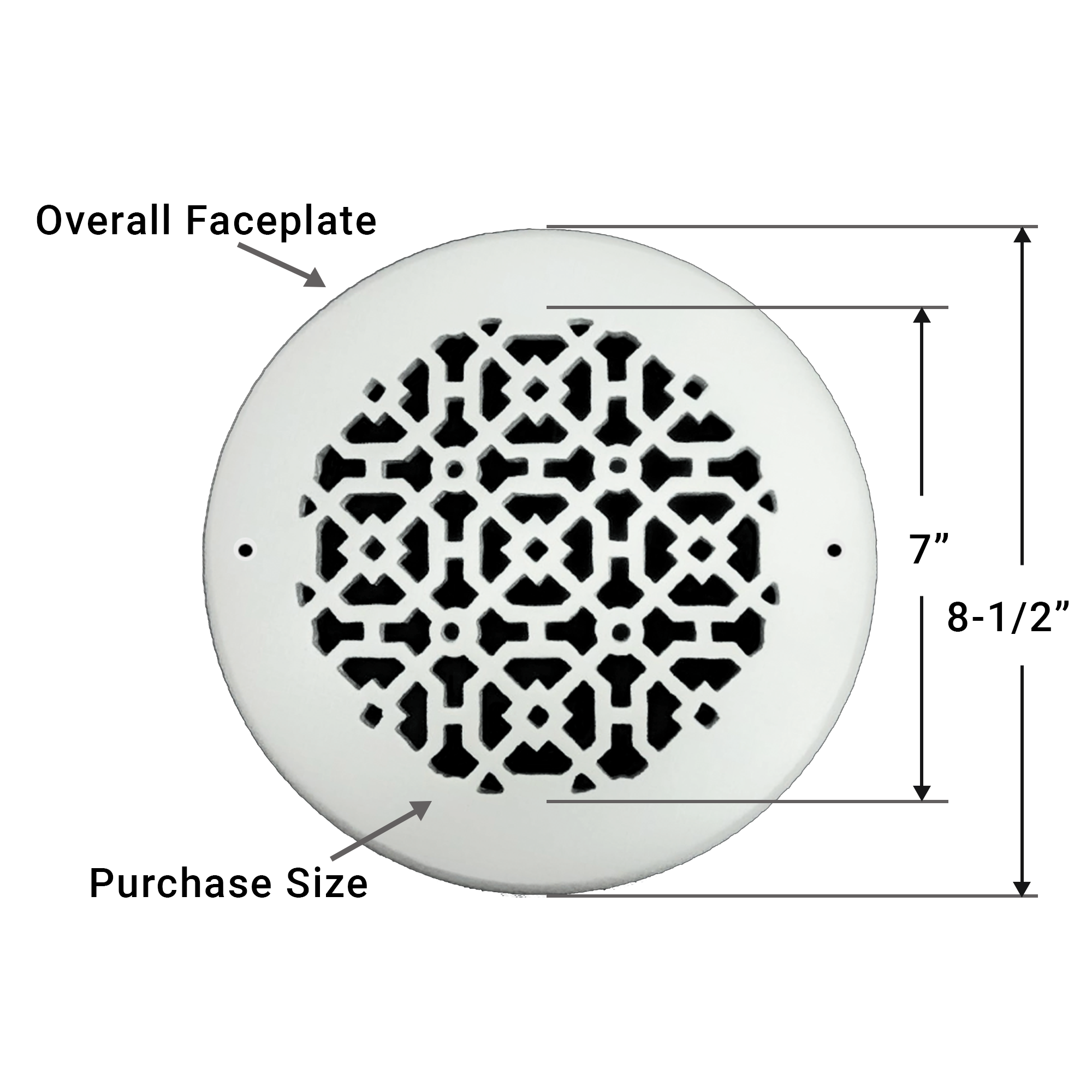 Achtek 7" Solid Cast Aluminum Round Grille | Powder Coated