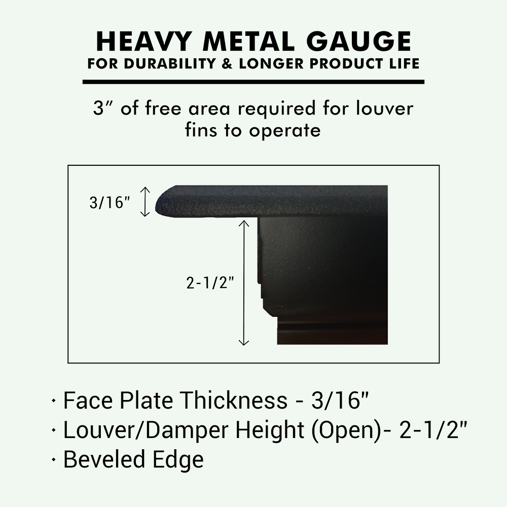 Linear 3"x10" Solid Cast Aluminum Air Supply louvered Vent | Powder Coated