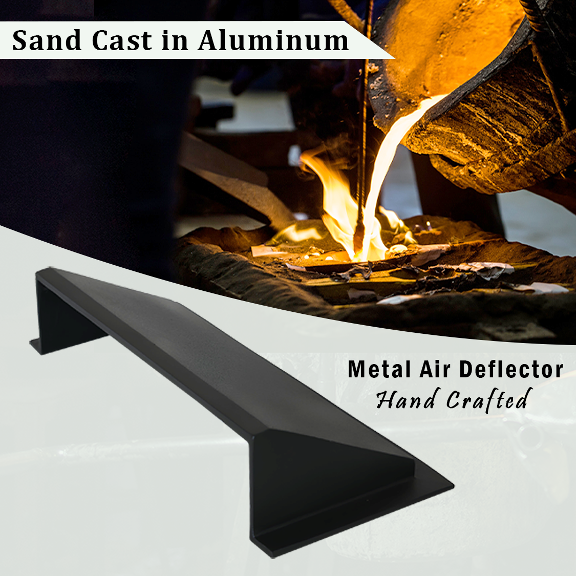 Solid Metal Deflector 4"x12" Unbreakable Cast Aluminum | Air & Heat Diverter