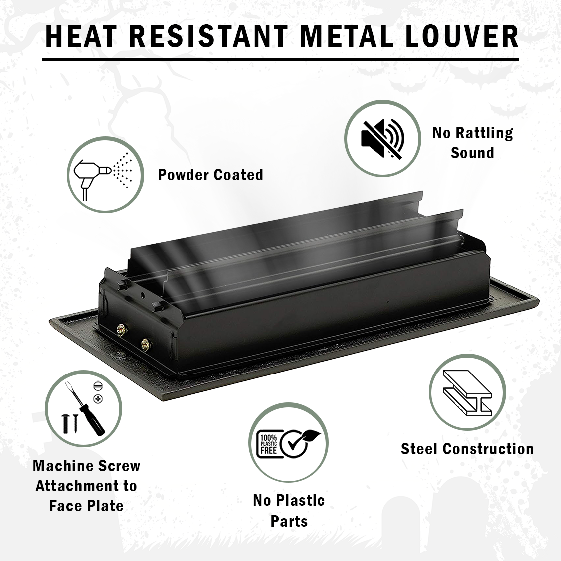 Lot de 10 panneaux de sol gothiques effrayants 4"x10" en aluminium moulé massif avec alimentation en air et persiennes, revêtement en poudre