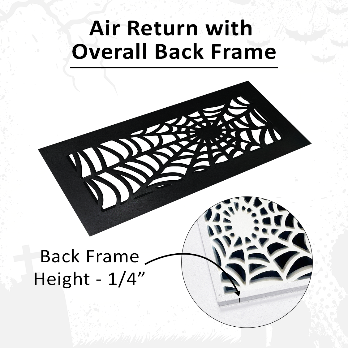 SPIDER WEB Air Return 12"x14" Duct Opening Gothic| Heavy Cast Aluminum Cover Grill (14"x16" Overall) | Powder Coated